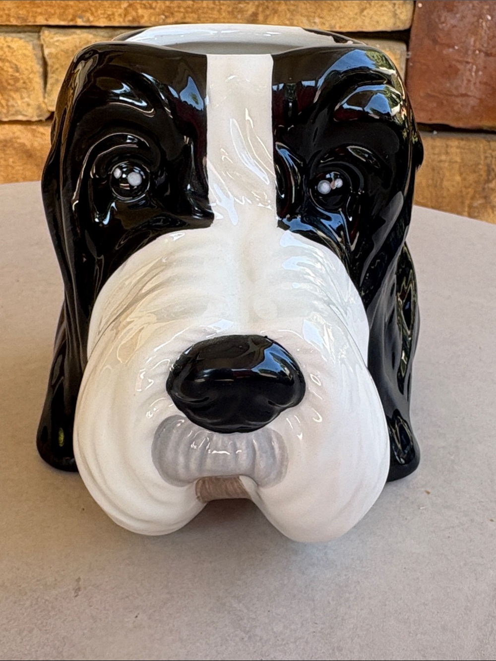 Ceramic Black & White Dog Head Planter - Pets Dog